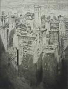 Among The Skyscrapers by Joseph Pennell