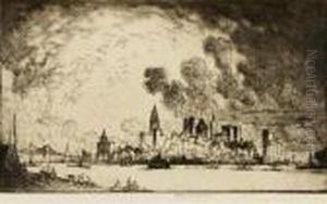 New York From Brooklyn by Joseph Pennell