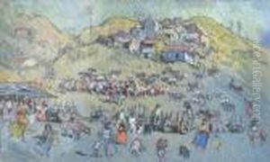 Market Day, Salina Cruz, Mexico by Joseph Pennell