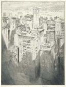 Among The Skyscrapers (w. 494) by Joseph Pennell