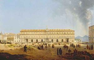 View of the Palazzo Reale, Naples by Josef Rebell