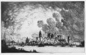 New York From Brooklyn by Joseph Pennell