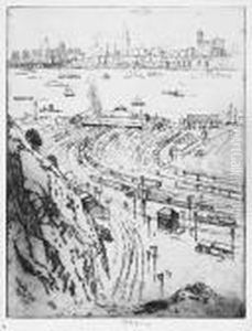 New York From Weehawken by Joseph Pennell