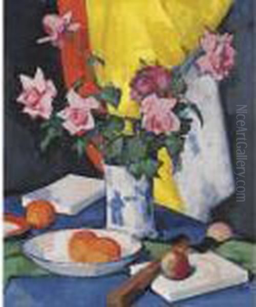 Red And Pink Roses, Oranges And Fan - view 1