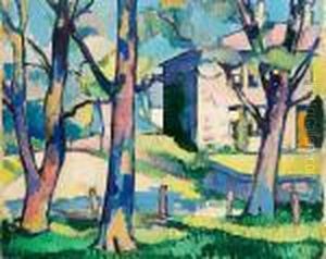 House And Trees, Dumfriesshire by Samuel John Peploe