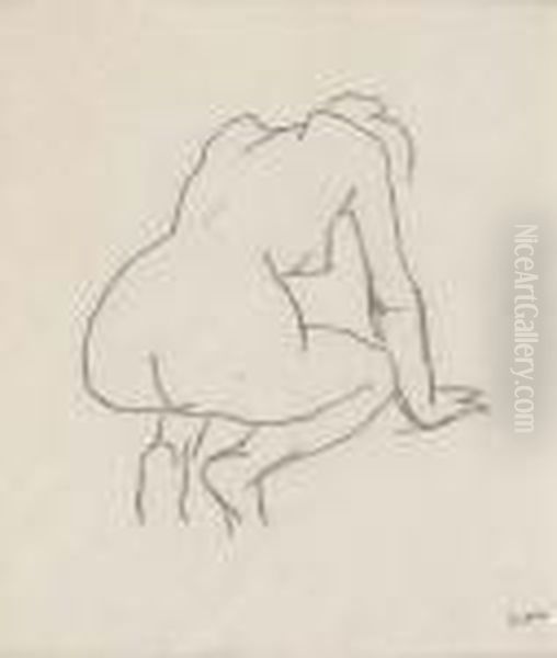 Study Of Crouching Nude - view 1