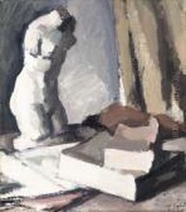 Still Life With Plaster Cast And Books by Samuel John Peploe