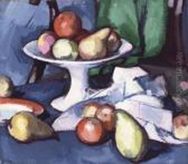 Still Life With Fruit Against A Blue Background - view 1