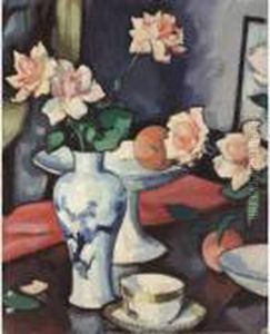 Still Life With Roses In A Chinese Vase by Samuel John Peploe