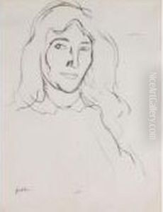 Portrait Of A Woman With Long Hair by Samuel John Peploe