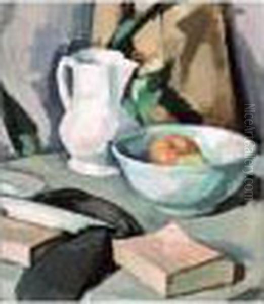 Still Life With A Jug And A Bowl
Of Apples (still Life Apples And A White Rose In An Oriental Vase) - view 1