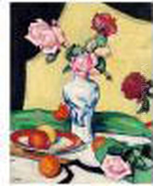 Still Life With Oranges And Roses In An Oriental Vase - view 1