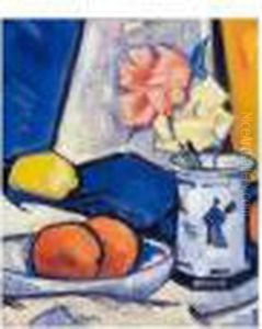 A Still Life Of Roses, Oranges And Lemon by Samuel John Peploe