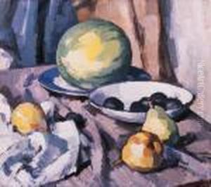 A Watermelon, Pears And Plums by Samuel John Peploe