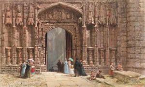 Figures outside the west door of Chester Cathedral