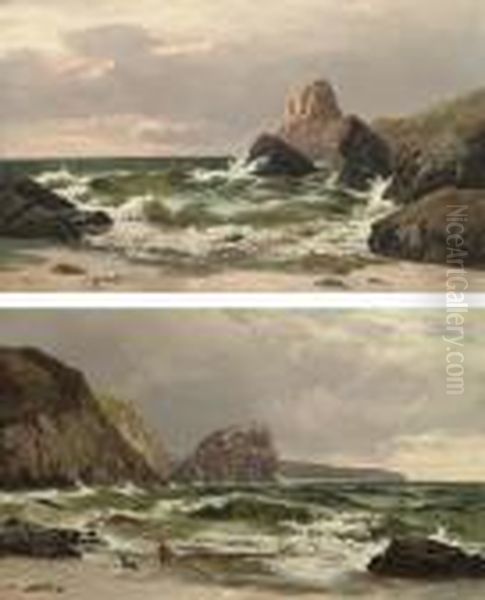 Waves Crashing On The Coast At Dusk - view 1