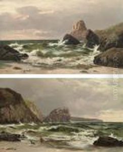 Waves Crashing On The Coast At Dusk by Sidney Richard Percy
