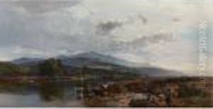Cattle Watering In A Highland Loch by Sidney Richard Percy