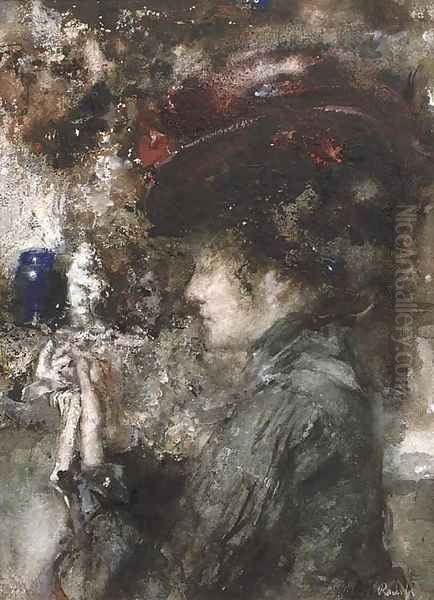 An elegant lady wearing a red hat - view 1