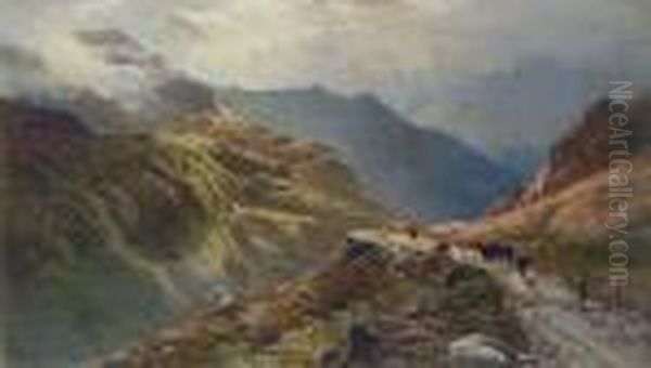 Cattle Drovers On A Highland Pass - view 1