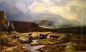 Cattle In A Highland Landscape by Sidney Richard Percy