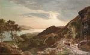 Driving Cattle In A Welsh Valley At Sunset by Sidney Richard Percy