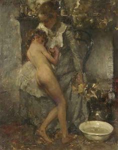 Meisje dat gebaad wordt by Albert Roelofs