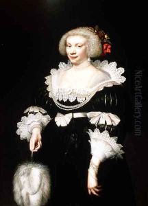 Portrait of a lady in a black dress with lace collar and cuffs, 1631 by Jan Anthonisz. van Ravestyn