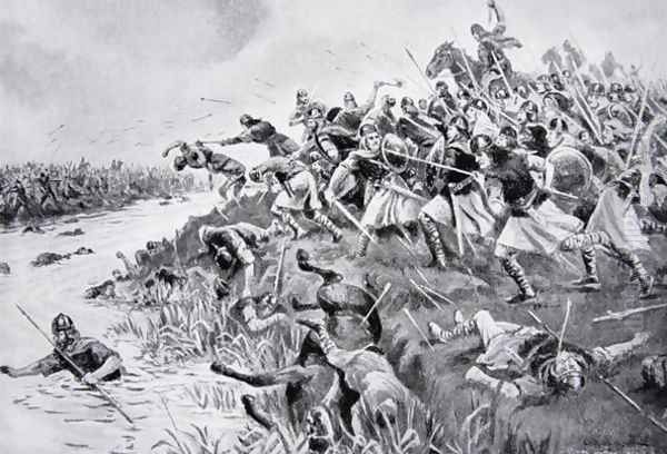 The Battle of Ellandun, 825 AD, illustration from Hutchinsons Story of the British Nation, c.1920 - view 1