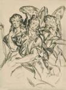 Tri Zenske Figury by Vilmos Perlrott-Csaba