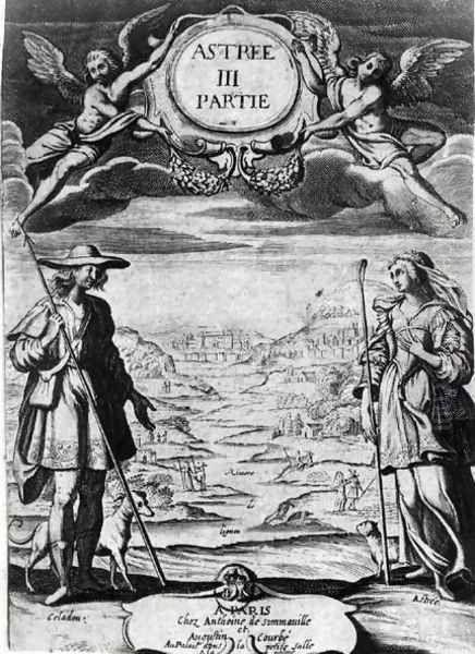 Astree and Celadon, illustration from Astree by Honore d'Urfe 1557-1625 - view 1