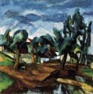 Town With Trees by Vilmos Perlrott-Csaba