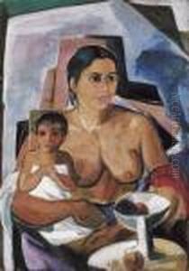 Mother With Child by Vilmos Perlrott-Csaba
