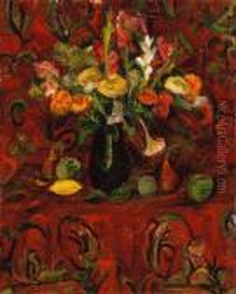 Still Life Of Flowers With Fruit - view 1