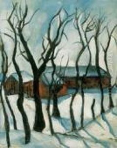 Winter Sunshine In Nagybanya, About 1925 by Vilmos Perlrott-Csaba
