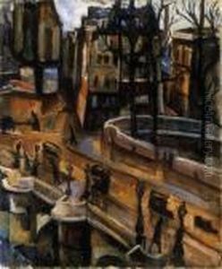The Bank Of The Rive Seine In Paris by Vilmos Perlrott-Csaba