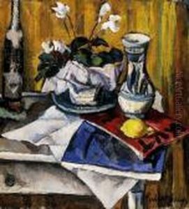 Still Life On A Table by Vilmos Perlrott-Csaba