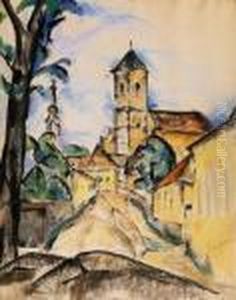 View Of A Town by Vilmos Perlrott-Csaba