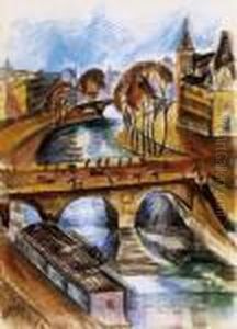 View Of Paris With The River Seine by Vilmos Perlrott-Csaba