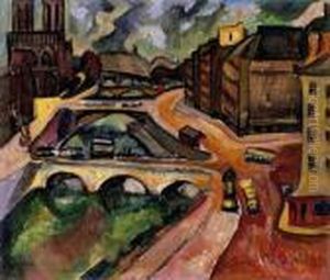 The View Of Paris With The Notre Dame In The Background by Vilmos Perlrott-Csaba
