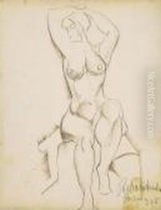 Cubist Nude by Vilmos Perlrott-Csaba
