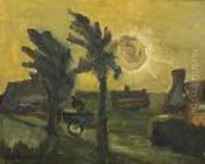 Farmhouses In A Sunny Landscape by Constant Permeke
