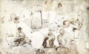 Vissers En Vissersvrouwen Langs De Kade by Constant Permeke