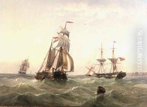 Vessels off a Coastline by Henry Redmore