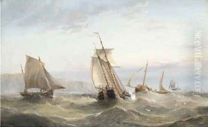 Barges shortening sail offshore by Henry Redmore