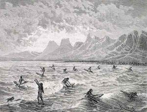 Hawaiian Games, illustration from Le Tour du Monde, 1872 by Edouard Riou