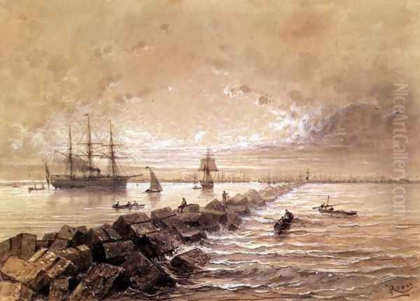 The Suez Canal, from a souvenir album commemorating the Voyage of Empress Eugenie 1827-1920 at the Inauguration in 1869 - view 1