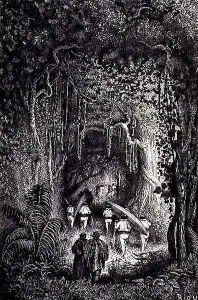 Through the Forest to the Palta Lake, engraved by Bertrand, page 209 from Vol. 2 of Journey Across South America by P. Marcoy, 1873 by Edouard Riou