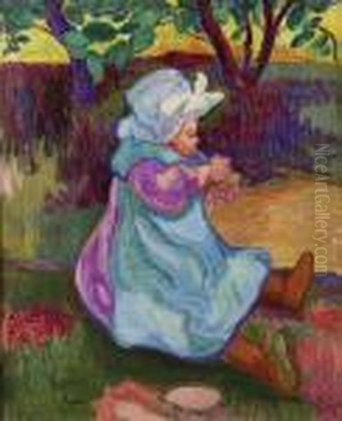 Bois-le-roi, Enfant Au Jardin - view 1