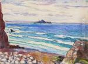 Bord De Mer, Plage Et Rochers by Jean Misceslas Peske